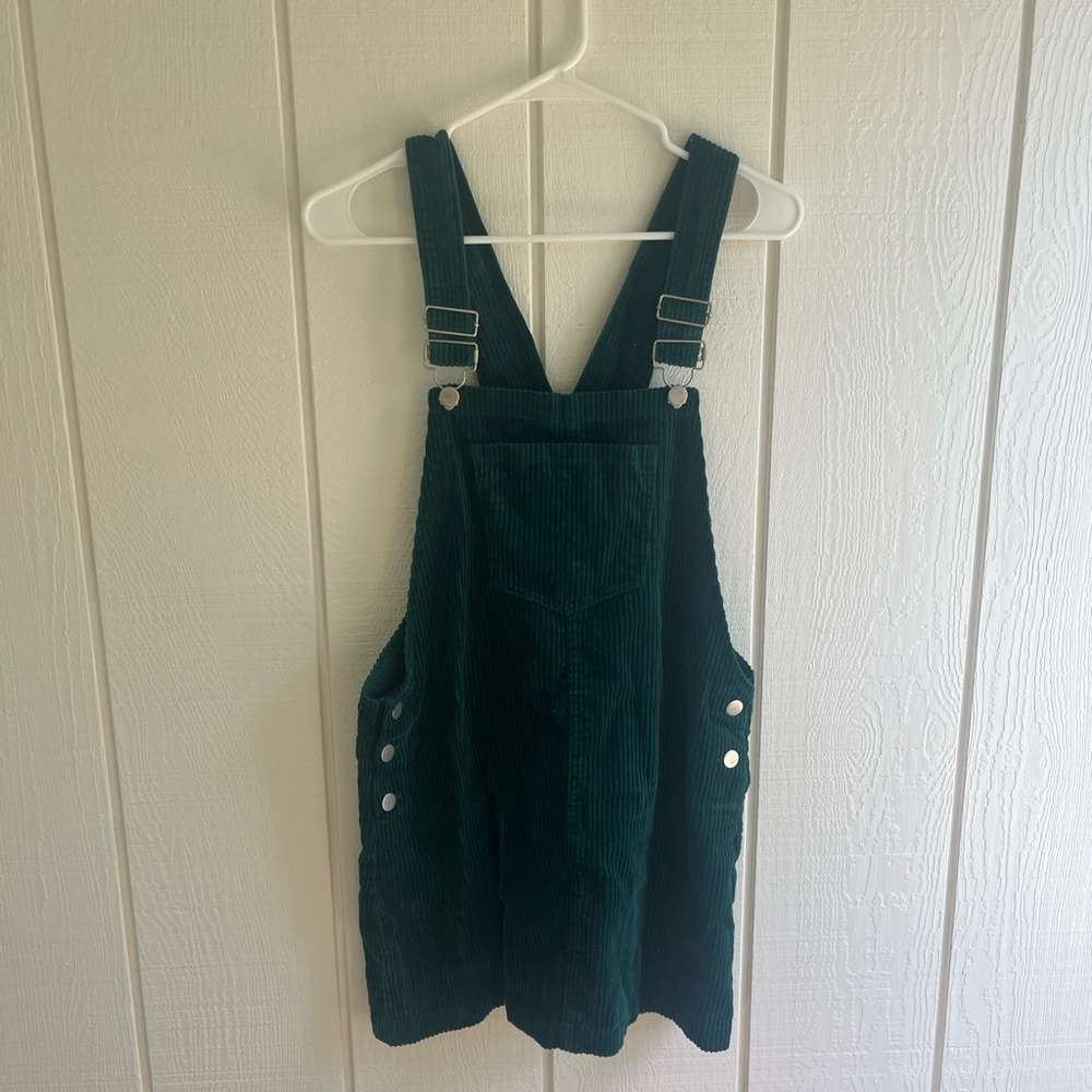 Forever 21 Dark Green Corduroy Overall Dress